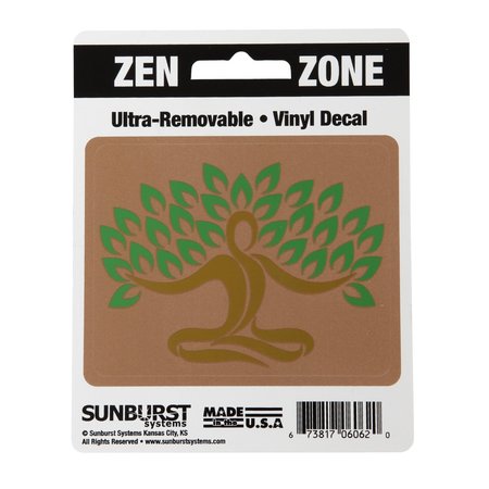 SUNBURST SYSTEMS Decal Zen Zone Yoga Tree 4 in x 5 in 6062